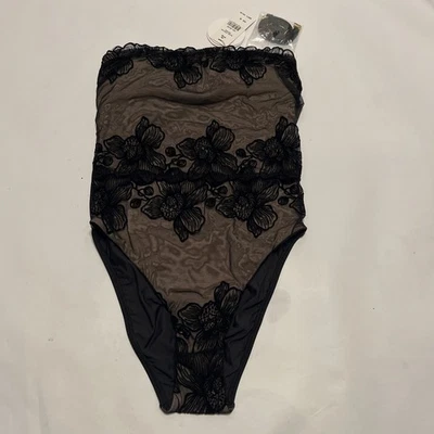 PQ SWIM Eclipse One Piece Swimsuit Black Size Small Embroidered Lace Overlay NWT - Image 1 of 4