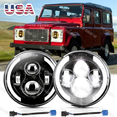 Newest For Land Rover Defender 90 110 2x 7" Inch LED Headlights&Hi-Lo Beam - Image 1 of 4