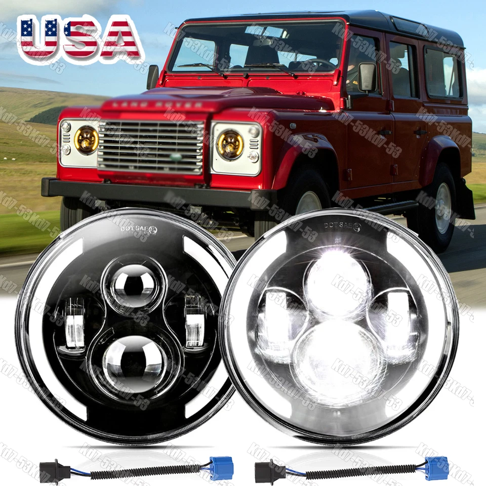 Lo más nuevo para Land Rover Defender 90 110 2x 7" pulgadas faros LED y haz alto bajo Foto 1 de 4