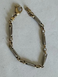 vintage Italy Aurafin 14k 585 Yellow And White Gold chain Bracelet 7.5” 7.86g - Picture 1 of 10