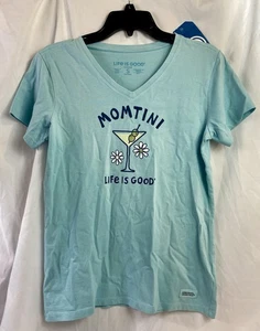 Life Is Good Momtini Damen hellblau Kurzarm Baumwolle T-Shirt Gr. Small - Bild 1 von 6