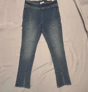 We The Free Double Dutch Split Skinny Jeans Blue Stretch Pull On Size L NWT - Picture 1 of 9