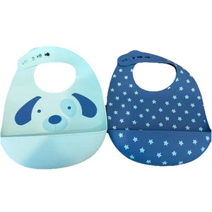 Cloud Island Silikon Lätzchen / 2er Set / blau Welpe & blau mit Sternen - Bild 1 von 5