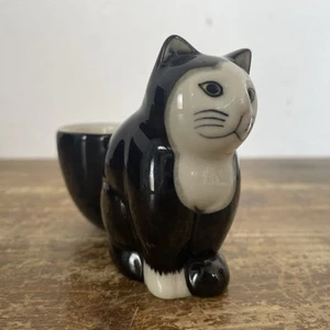 Taza de huevo de gato de cerámica de codorniz esmoquin blanco negro Simon Kitten - Imagen 1 de 11