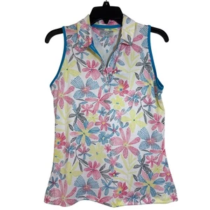 Callaway Neu mit Etikett Small Swing Tech brillantweißes Golfshirt mehrfarbiges Muster - Bild 1 von 5