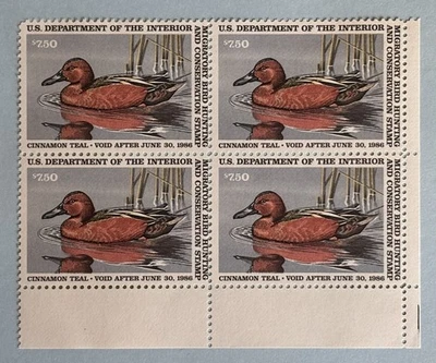 US Migratory Bird 1985 Hunting RW52 Plate Block of 4 Stamps FREE SHIPPING - Image 1 of 2