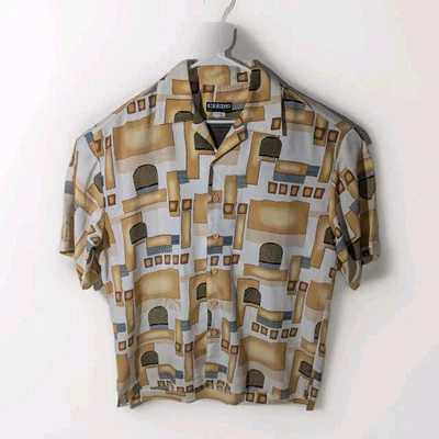 Camisa Hombre Platino Para Hombre Dorado/Blanco Multicolor XL Abotonada Años 90 Retro Club  Foto 1 de 4