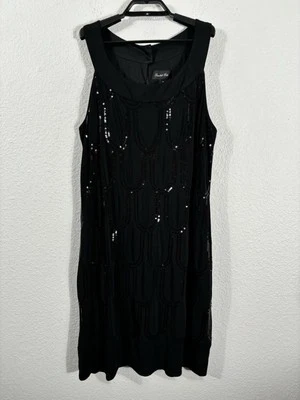 Scarlett Nite Mini Dress Size 18 Sleeveless Black Sequin Flapper Polyester Blend - Image 1 of 4