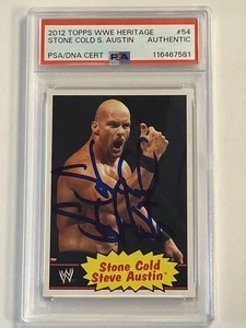 STONE COLD STEVE AUSTIN 2012 Topps WWE Heritage #54 Auto Signed PSA DNA - Picture 1 of 2