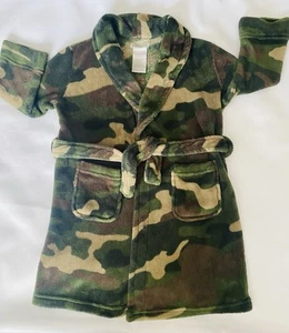 Little Boys Sleepwear Plush Belted Robe Army/ Camouflage Colors Sz. 4/5 - Picture 1 of 5