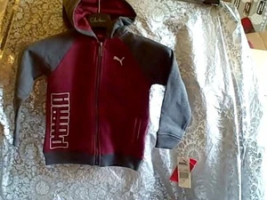 NWT Puma Kids 1948 Unisex Long Sleeves Hoodie SIZE 4 BURGUNDY AND GREY - Picture 1 of 4