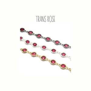 Link Chain | 6mm Crystal Bezel Rosary Link Chain in Gold, Silver, Gunmetal - Picture 1 of 41