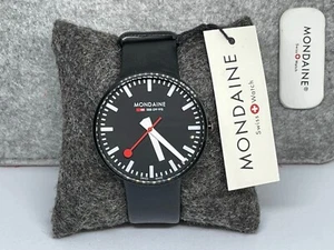 Mondaine Classic Black Band and Black Dial 42mm Watch A660.30328.64SBB - Picture 1 of 2