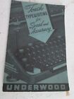 Vintage 1946 Underwood Standard Typewriter Instruction Manual and Typing Booklet