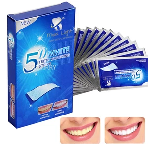 Extra Strong 5D Organic Teeth Whitening Strips Safe Dental Hygiene Cleaning - Picture 1 of 34