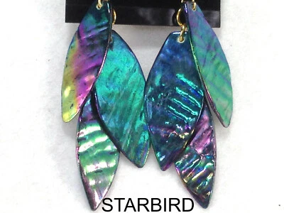 ВИНТАЖНЫЕ СЕРЬГИ-ПОДВЕСКИ ИЗ СИНЕГО ТИТАНИМА С ПЕРЛАМУТРОВЫМ КЛАСТЕРОМ КАПЕЛЬ С МОРСКИМИ РАКУШКАМИ 80-е - Изображение 1 из 4