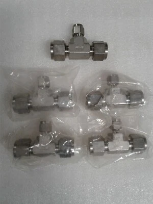 Qty. 5 Bi-Lok 316 Stainless Compression Tee 1/2" Tube x 1/2" Tube x 1/4" Tube - Image 1 of 4