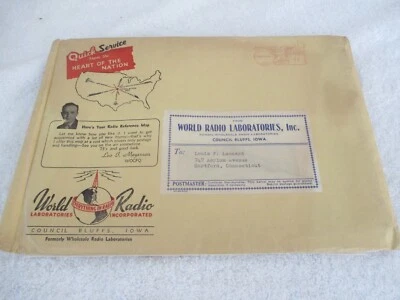 VINTAGE 1947 RADIO REFERENCE MAP IN Original MAILING ENVELOPE - Image 1 of 4