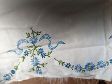 Vintage Linen Embroidered Square Table Cloth