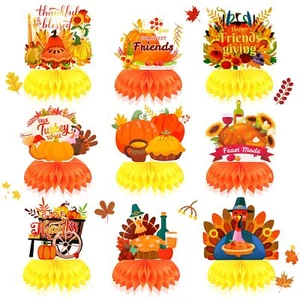 9pcs Friendsgiving Honeycomb Centerpieces Happy Friendsgiving Table Decoratio... - Picture 1 of 7