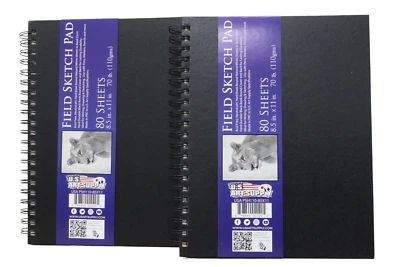 2 Pk U.S. Art Supply 8.5" x 11" Hardcover Sketch Book 80 Sheets 70 lb (110gsm) - Image 1 of 3