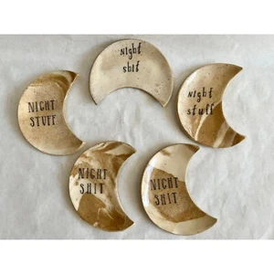 Handmade, Hand-Built Ceramic Crescent Moon Dishes For Your "Night Stuff" - Picture 1 of 15