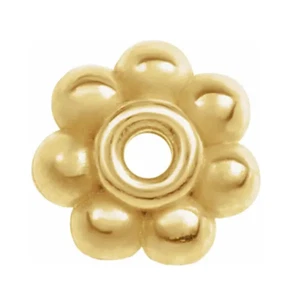 Espaciador de cuentas de 4 mm oro amarillo sólido 14 K Milgrain floral de Bali redondo HECHO EN EE. UU. - Imagen 1 de 4