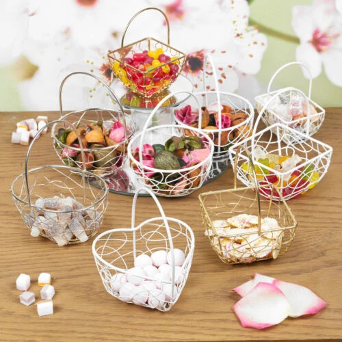6x Draht Metallnetz Hochzeitstisch schickes Dekor Brautjungfer kleine Körbe - Bild 1 von 1