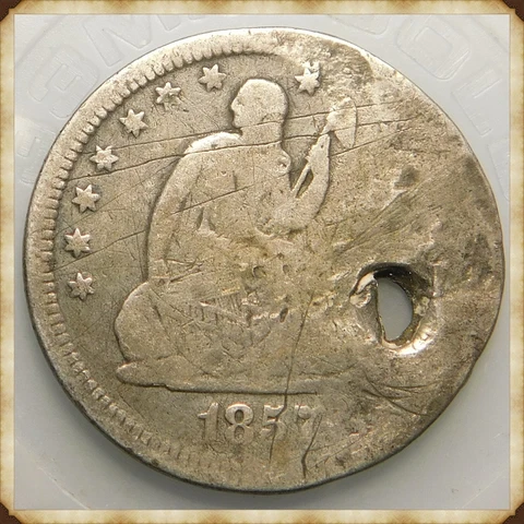 1857 Liberty Seated Quarter  "Actual Coin Pictured" Cover