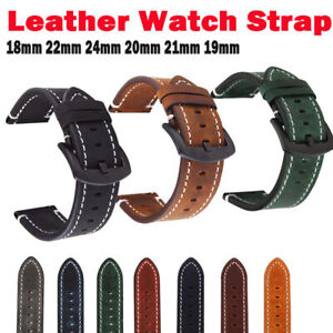 18mm 20mm 21mm 22mm 24mm Universial Leather Strap Watch Band Vintage Oil-Tanned