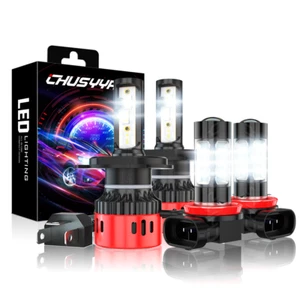 For Kia Sportage 2005-2008 4x H4 H11 H8 LED Headlight Fog Light Combo Bulbs Kit - Picture 1 of 14