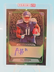 2019 Panini Obsidian A.J. Brown Rookie Auto Electric Etch Green /50 - EAGLES - Picture 1 of 2