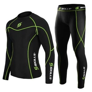 Mens Compression Armour Base layer Top Skin Fit Shirt + Leggings / Pants set - Picture 1 of 21
