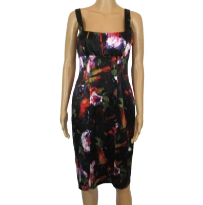 DAVID MEISTER Talla 4 Floral Sin Mangas Seda Cóctel Vestido Trabajo Fiesta Foto 1 de 4