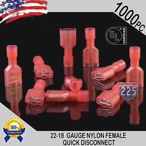 22-18 GAUGE 1000 PC NYLON FULLY INSULATED QUICK DISCONNECT FEMALE .250 CONNECTOR