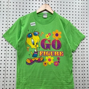 VTG 90s Looney Tunes Shirt Green Tweety Bird Girls Medium GO FIGURE 17.5X23.5 - Picture 1 of 16