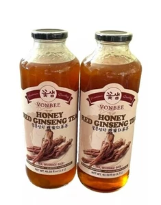 2 Bottles VONBEE Honey Red Ginseng Tea 40.58 fl oz - Picture 1 of 4