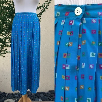 Falda Colores by Alexander Julian Seda Midi Plisada Azul Cuadrados Foto 1 de 4