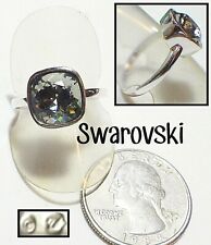 Signed SWAROVSKI SWAN Smoky Gray Square Crystal Solitaire Ring 8.25 (EU 58)