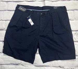 Pantalones Cortos Chinos Polo Ralph Lauren Azul Marino Calce Clásico 9” Plisados Hombres Talla 42 Nuevos con Etiquetas - Imagen 1 de 7