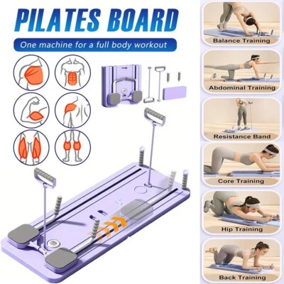 Women Foldable Pilates Reformer Workout Board – Home Core Trainer with Resistan