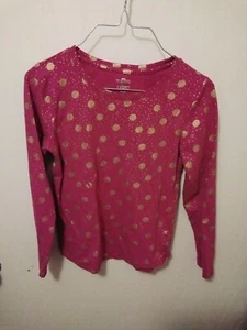 SO Long Sleeve Purple And Gold Dot Tee Girls 10 - Picture 1 of 2