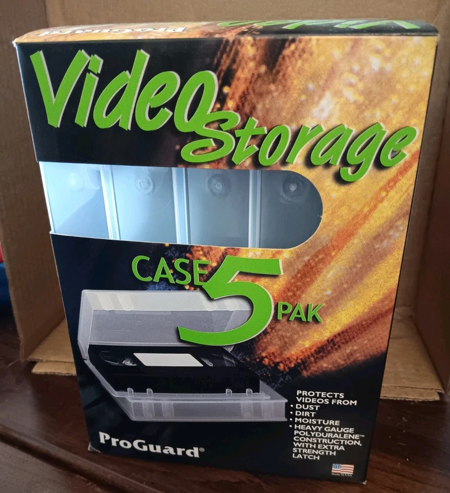 Nuevo en caja Estuche de almacenamiento de cinta VHS Proguard Paquete de 5 Estuche de plástico transparente VCR NUEVO  Foto 1 de 4