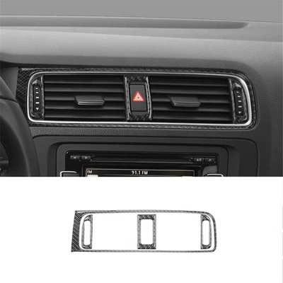 Cubierta de ventilación de aire central de fibra de carbono para Volkswagen Jetta sedán 2011-2014 Foto 1 de 4