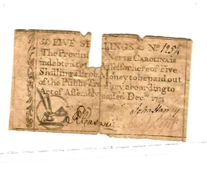 5 SCHILLINGS (NORTH CAROLINA) 1771 5 SCHILLINGS (NORTH CAROLINA) 1771...RARE!!!! - Picture 1 of 2