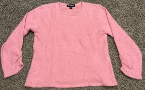 Vintage 80% Angora Sweater Connie A Lee  Pink M/L Plush Ruffle Sleeve A45 - Picture 1 of 4