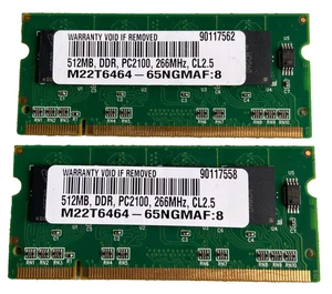 Micron Mobile Memory 512MB DDR PC2100 266MHz CL 2.5 M22T6464 Compaq Presario 210 - Picture 1 of 6