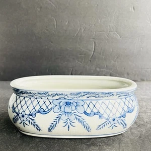 Vintage kleine ovale Chenoiserie Mittelstück Schale Übertopf Jardiniere - Bild 1 von 9