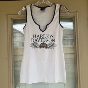 Harley Davidson Cowboys ALAMO CITY San Antonio TX Women’s White Tank Top Med - Picture 1 of 12