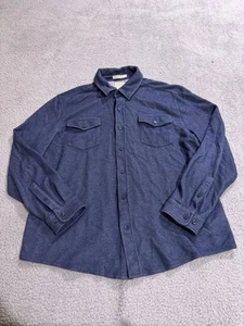 LL Bean Shirt Men Extra Large Blue Slightly Fitted Button Up Wool Blend Outdoors - Picture 1 of 9